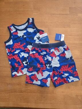 NWT Way to Celebrate Boys Patriotic Camo Tank Top and Shorts Set 2T